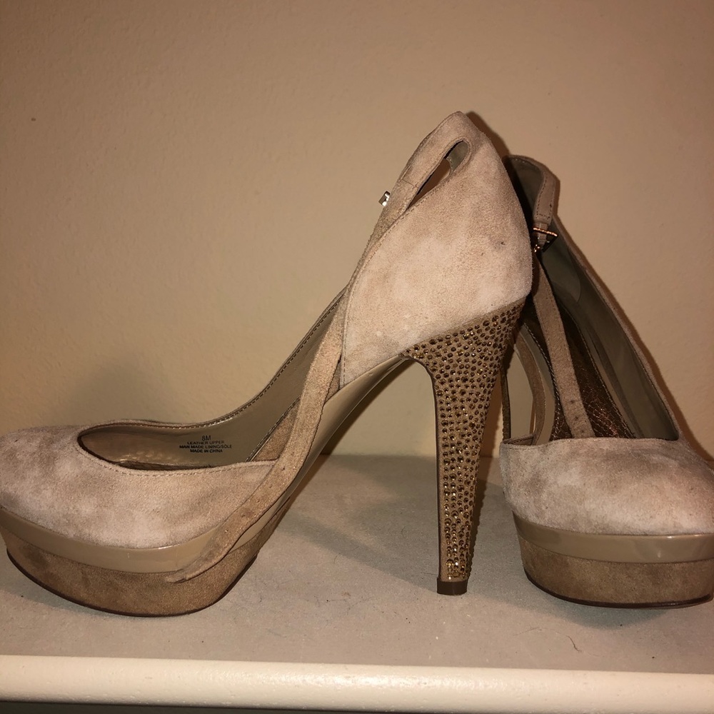 Suede Giani Bini Heels with gold sparkly heel